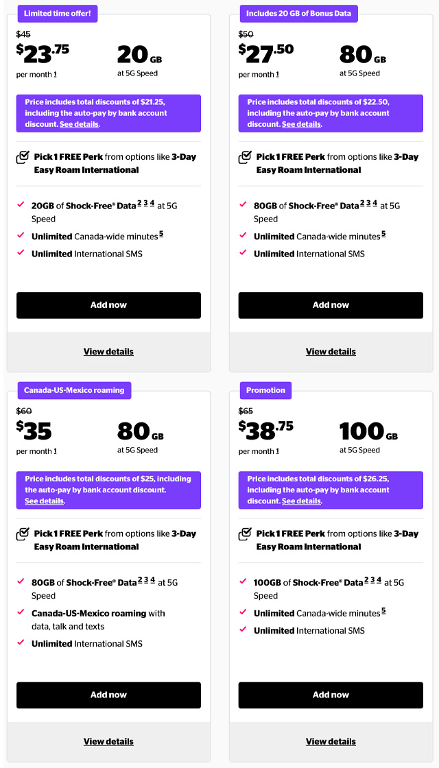 Koodo plans as of March 13, 2026.