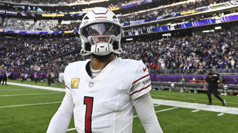 Arizona Cardinals quarterback Kyler Murray takes the field against the Minnesota Vikings at U.S. Bank Stadium.