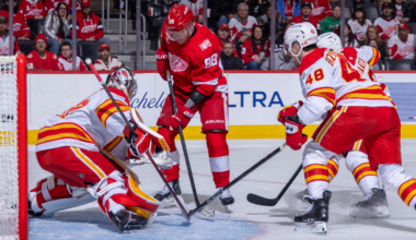 Kane scores twice in Red Wings win against Flames