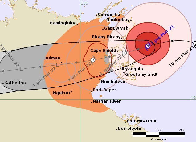 A cyclone track map.