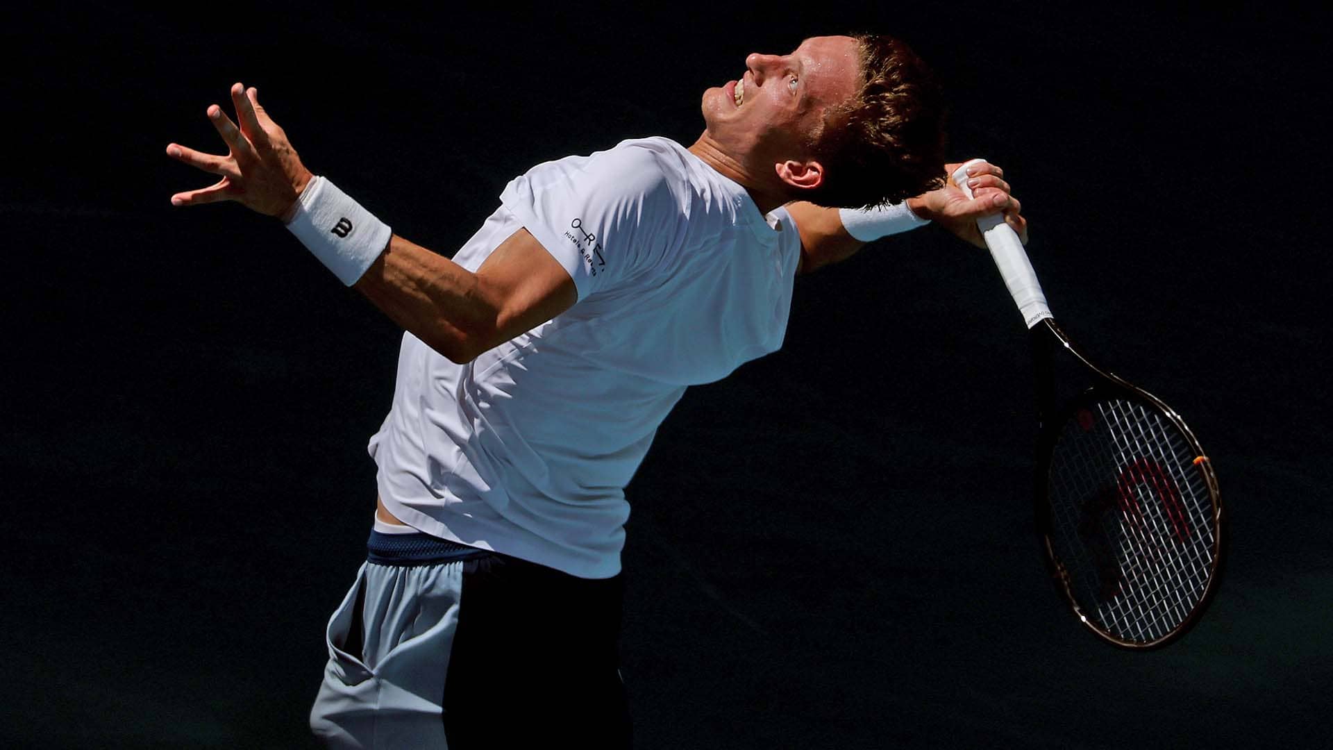 Jiri Lehecka in action against Taylor Fritz on Tuesday in Miami.