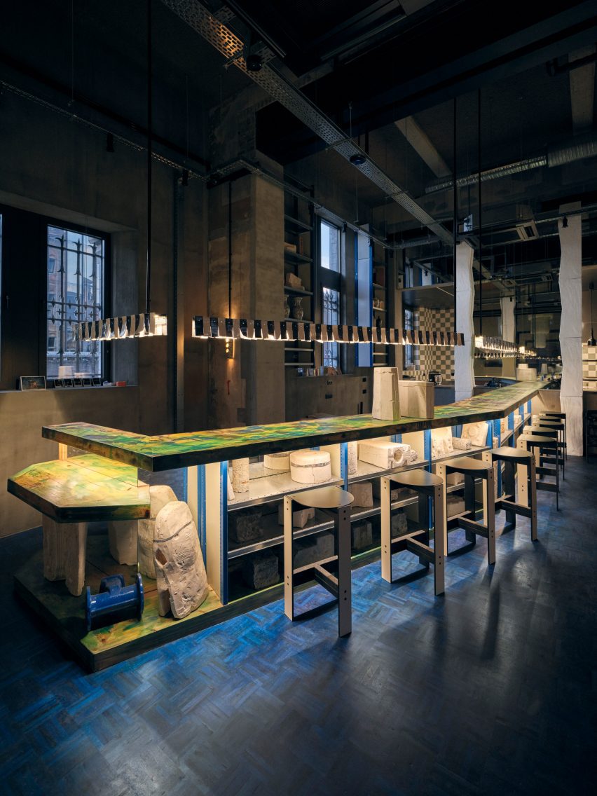 Old roof timber flooring in the bar