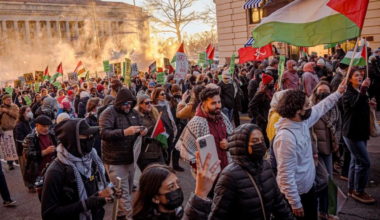 Protest in Montreal asking Canada to stay out of the ongoing conflicts in the Middle East