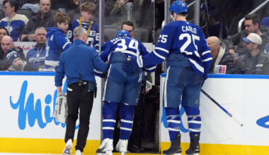 Maple Leafs’ Matthews exits after Gudas ejected for knee-on-knee hit