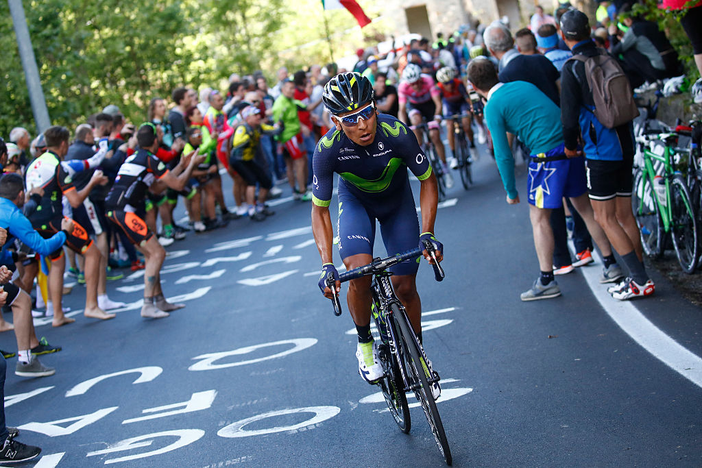 Nairo Quintana attacks in a mountain stage at the 2017 Giro d'Italia