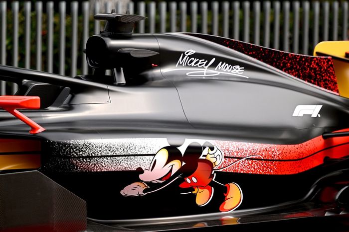 Mickey Mouse liveried F1 car on display