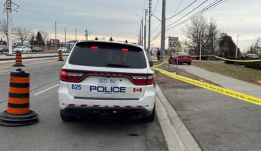 Police at the scene of a collision near Derry Road and Hurontario Street on March 26, 2026. (Bahaa Attia/CityNews)