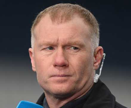 Paul Scholes on punditry duty before Leicester City v Manchester United in 2020.