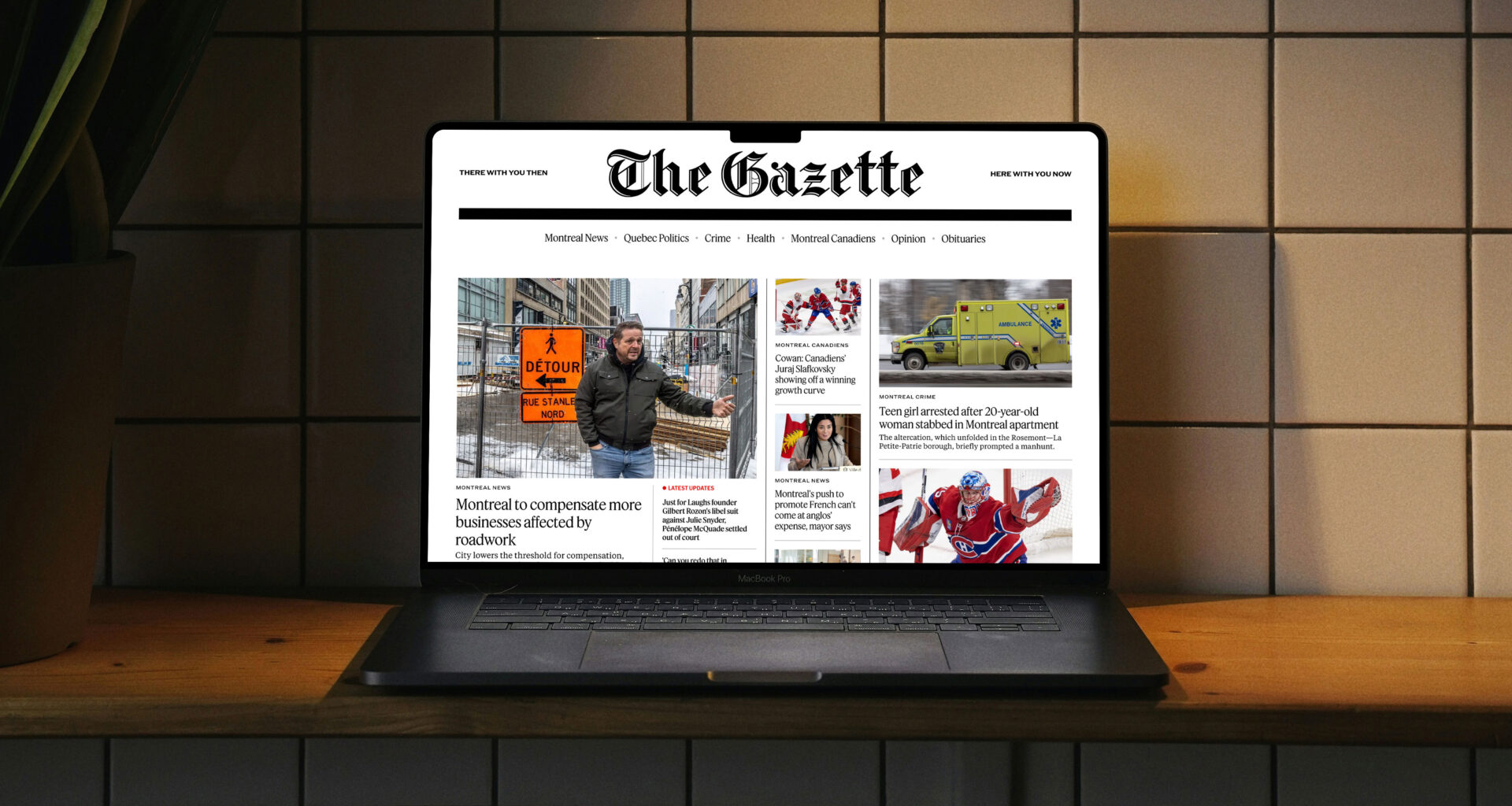laptop with Gazette website on it