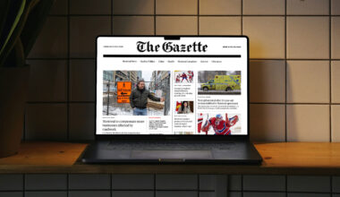 laptop with Gazette website on it