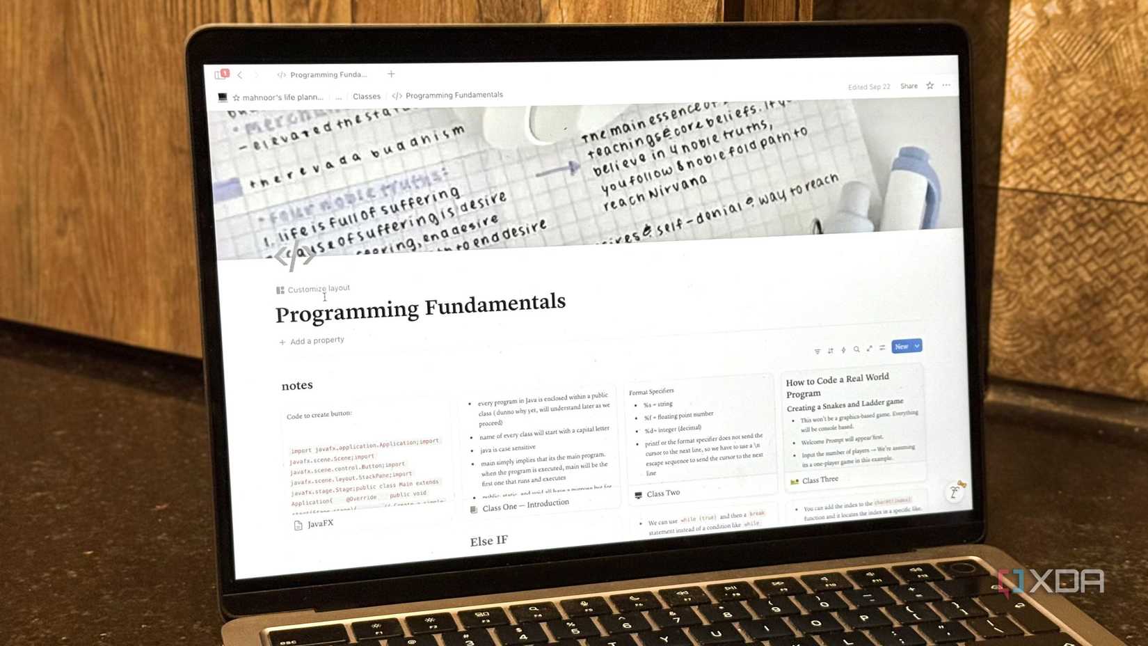 Notion Programming workspace
