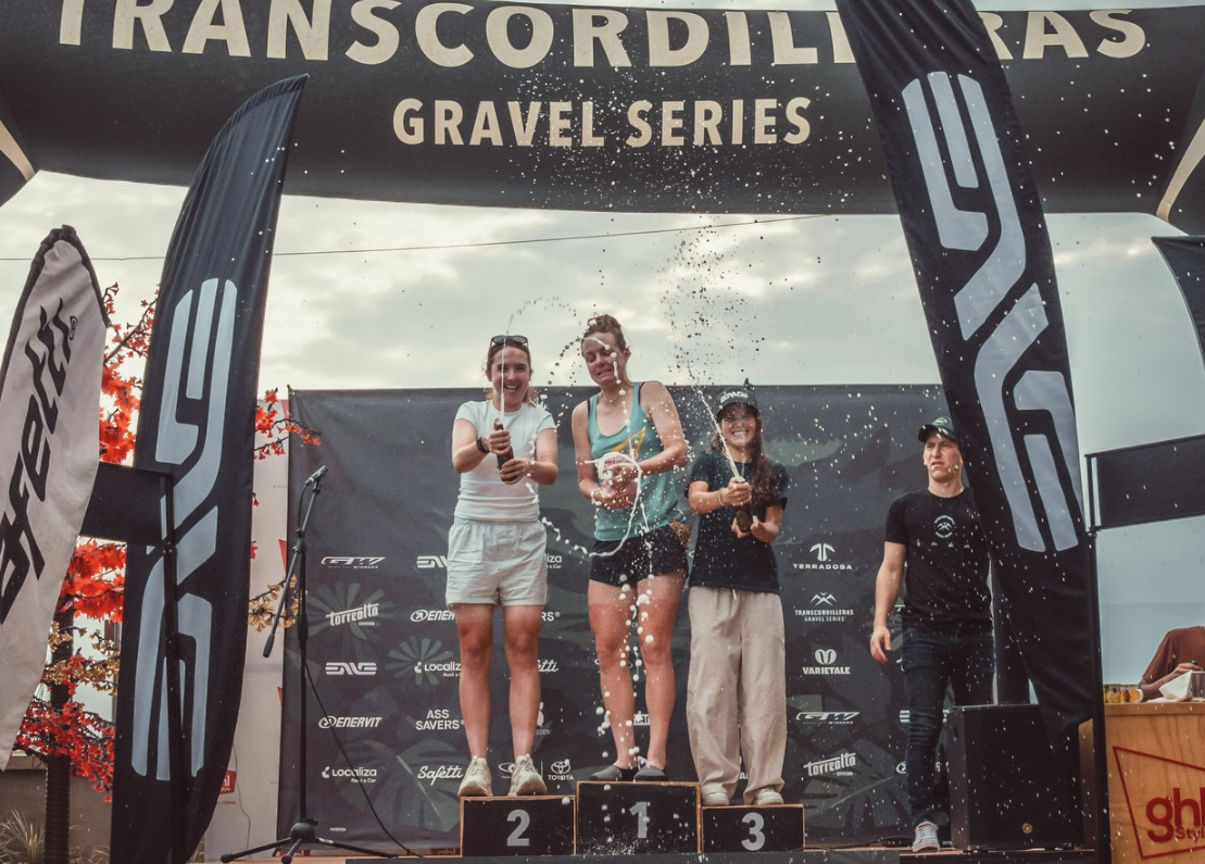 Elite women's podium finishers celebrate on March 1 in Yopal