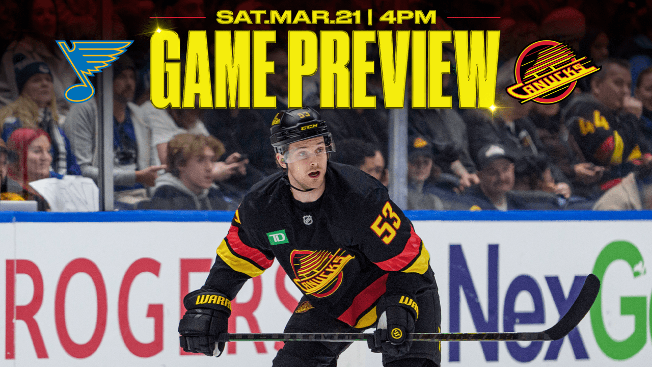 Canucks Host Blues on Saturday Evening at Rogers Arena