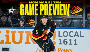 Canucks Host Stars on Monday Night to Begin Busy Month at Rogers Arena