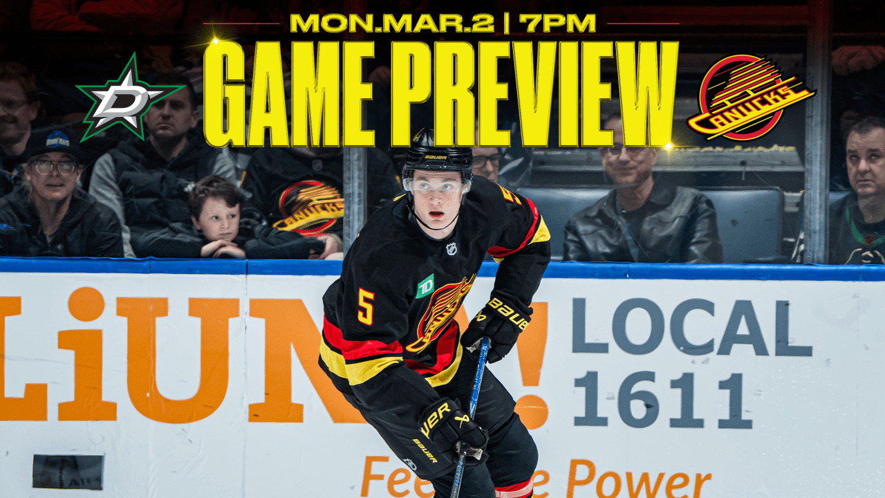 Canucks Host Stars on Monday Night to Begin Busy Month at Rogers Arena