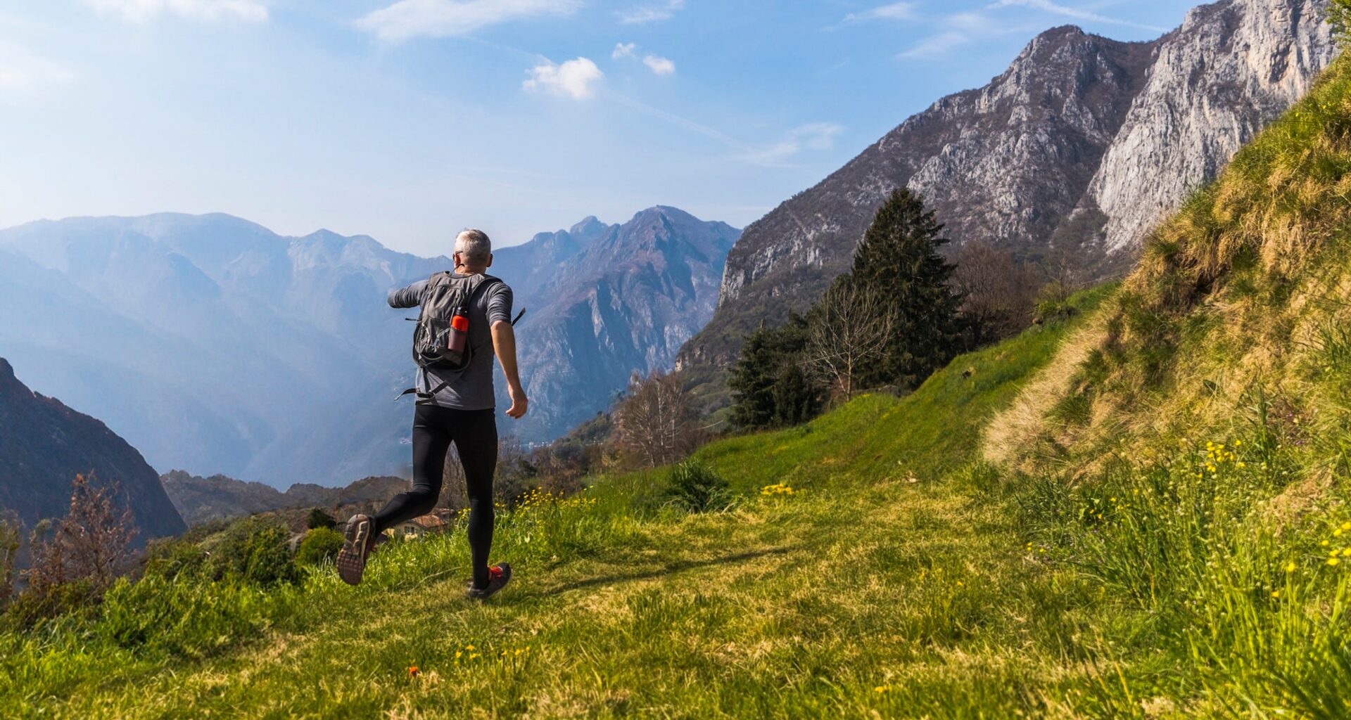 man running in mountains
