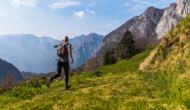 man running in mountains