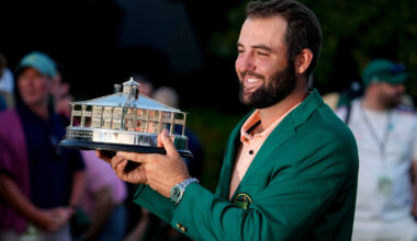 Scottie Scheffler Masters Champion wearing his Masters Green Jacket at Augusta National