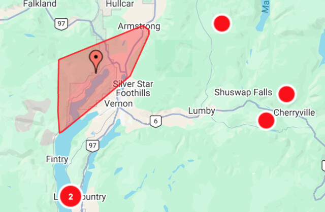 Thousands of homes are without power in the North Okanagan Sunday.