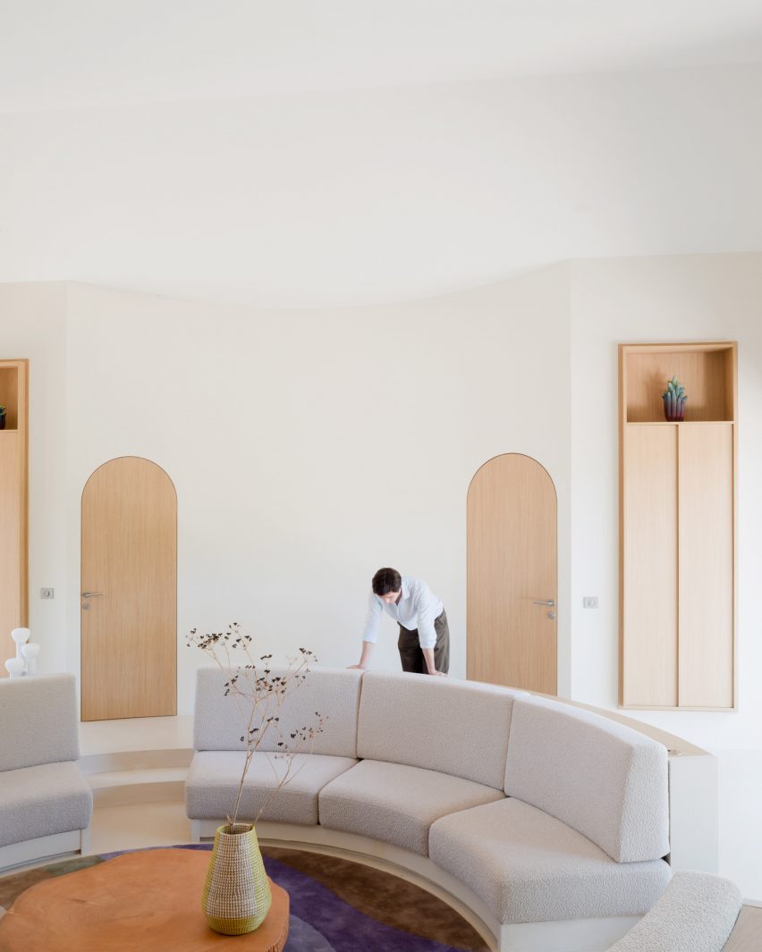 Conversation pit inside French home