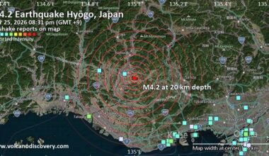 Moderate Mag. 4.1 Earthquake - Hyōgo, 37 km West of Osaka, Osaka, Japan, on Wednesday, Mar 25, 2026, at 08:31 pm (GMT +9)