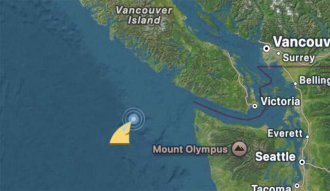 great white shark tracker app showing great white off Vancouver Island
