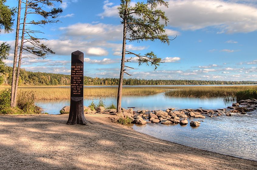 Itasca State Park contains the Headwaters of the Mississippi River and is located in northern Minnesota.