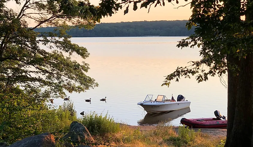 Watchaug Pond in Burlingame State Park, Charlestown, Rhode Island.