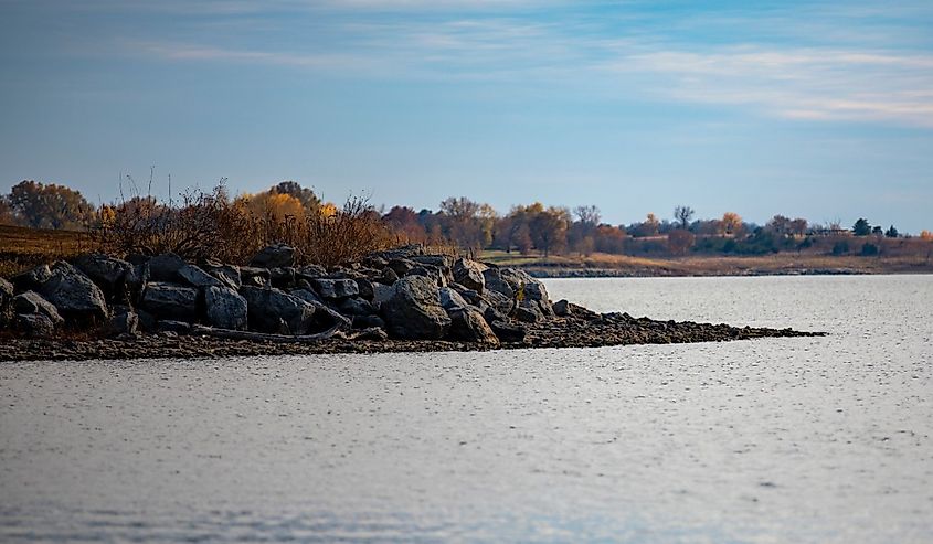 Milford Lake, the largest lake in Kansas, experiences a clear day on the waters.