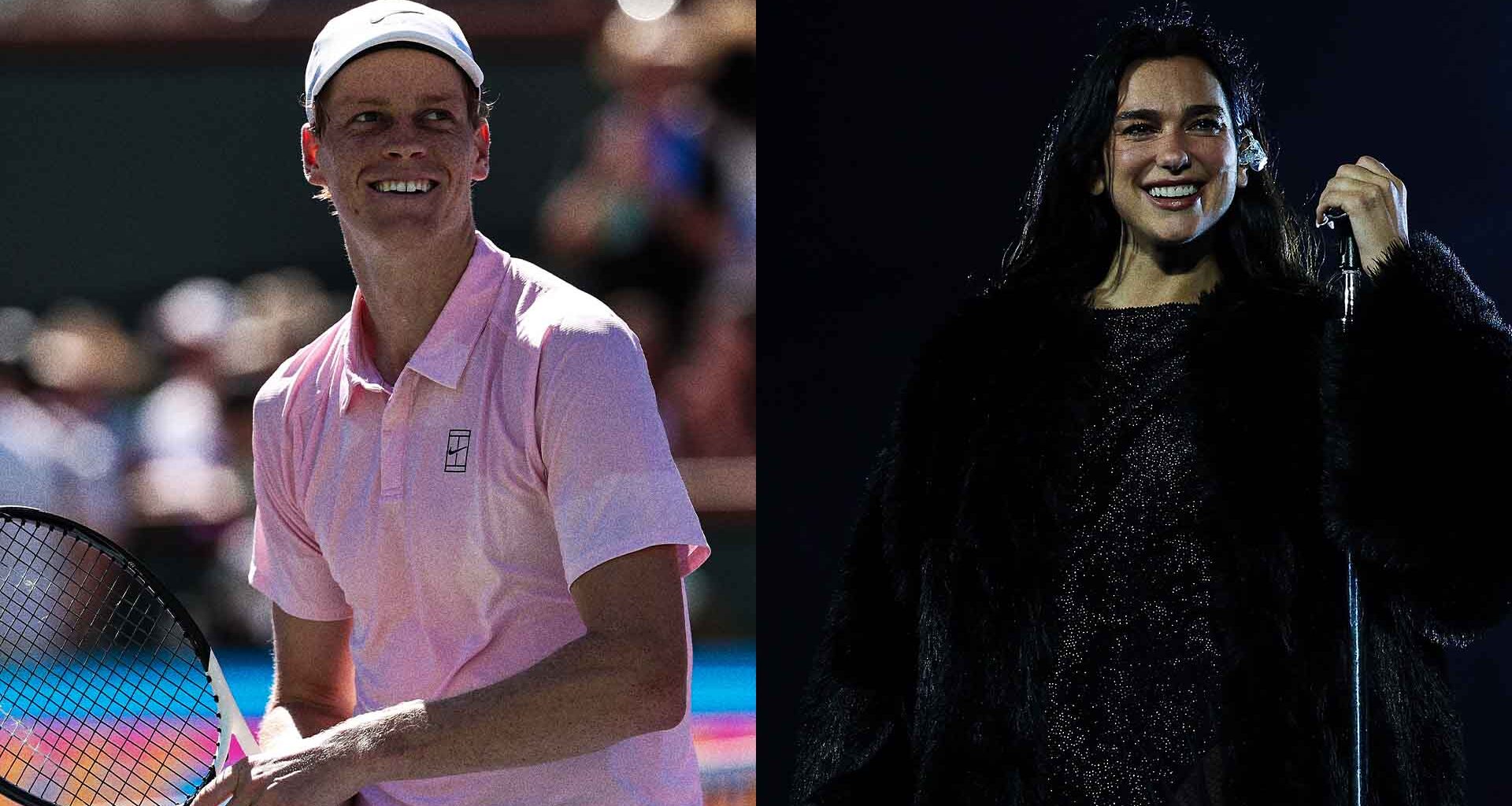 Jannik Sinner and Dua Lipa crossed paths at the BNP Paribas Open Saturday.