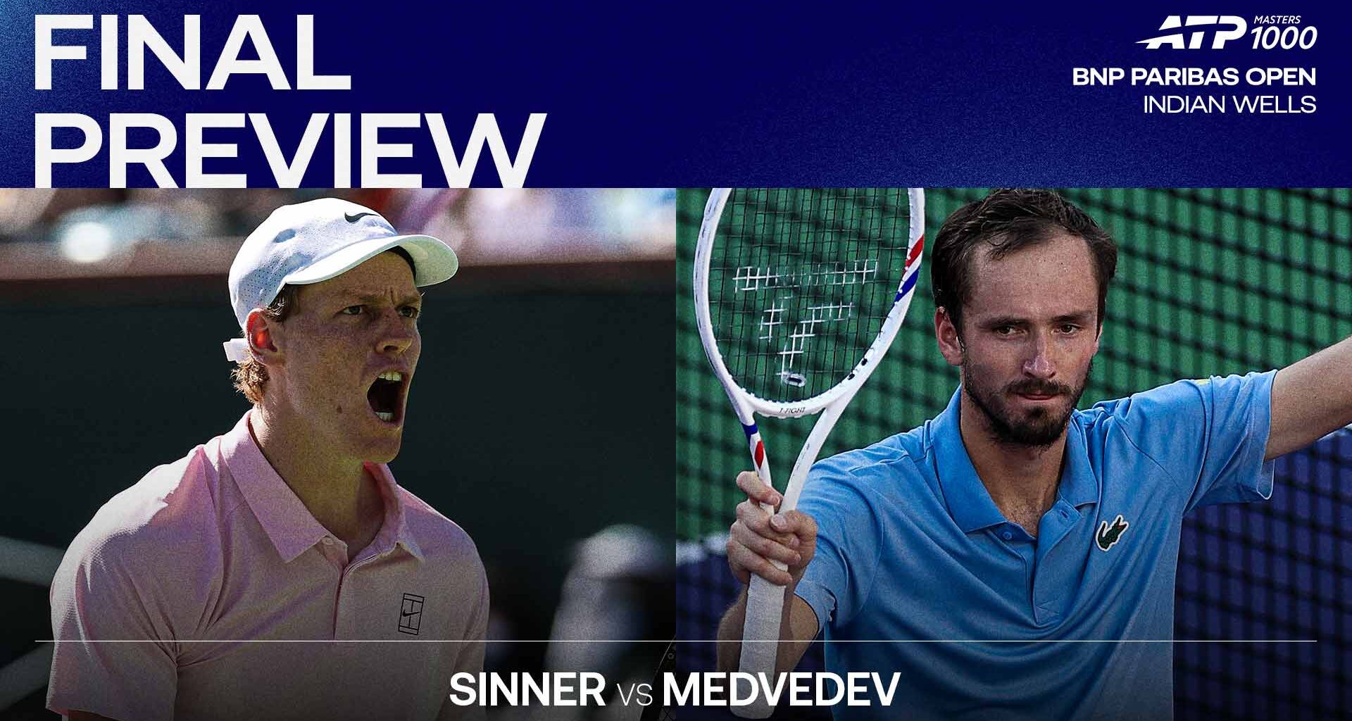 Jannik Sinner and Daniil Medvedev will meet for the Indian Wells trophy on Sunday.