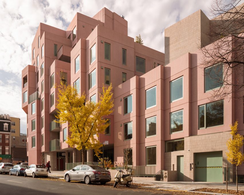 Pink coloured concrete at Brooklyn apartment