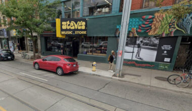 Exterior of Steve's Music Store on Queen Street West in Toronto is shown in this undated photo. GOOGLE