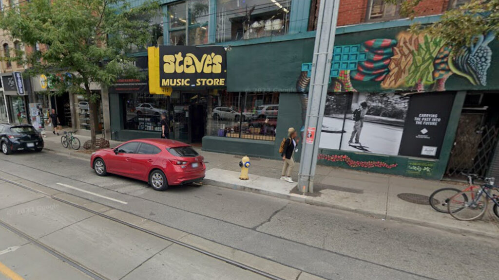 Exterior of Steve's Music Store on Queen Street West in Toronto is shown in this undated photo. GOOGLE