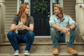 Morgan Kohan as Maggie Sullivan and Chad Michael Murray as Cal Jones in 'Sullivan's Crossing'.