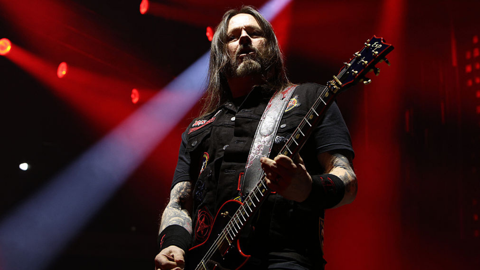 Gary Holt of Exodus performs at Canada Life Place on February 28, 2026, in London, Ontario, Canada.