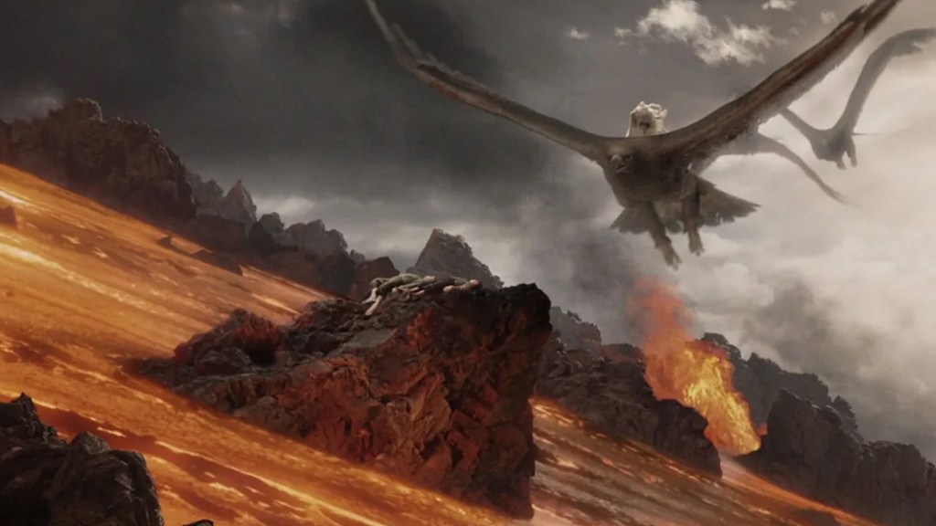 The eagles flying to Sam and Frodo in The Lord of the Rings.