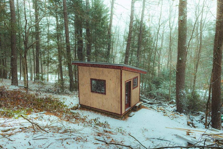 Self-built cabin by TikToker Ethan Abitz