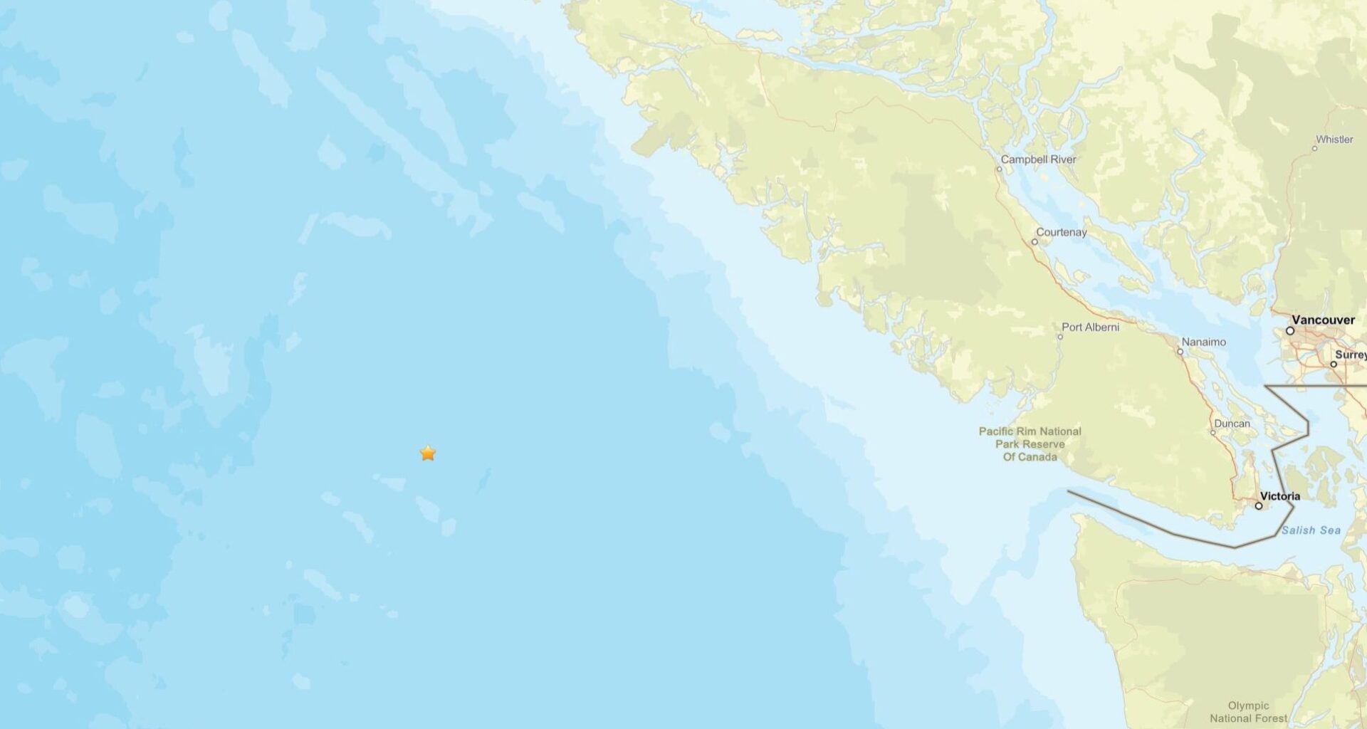 Magnitude 4.0 earthquake recorded off west coast of Vancouver Island