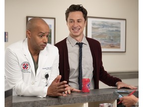 Zach Braff and Donald Faison in a episode from the new season of 'Scrubs.'
