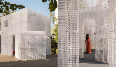 abin studio's 'unscripted pavilion' is an ethereal grid in mumbai
