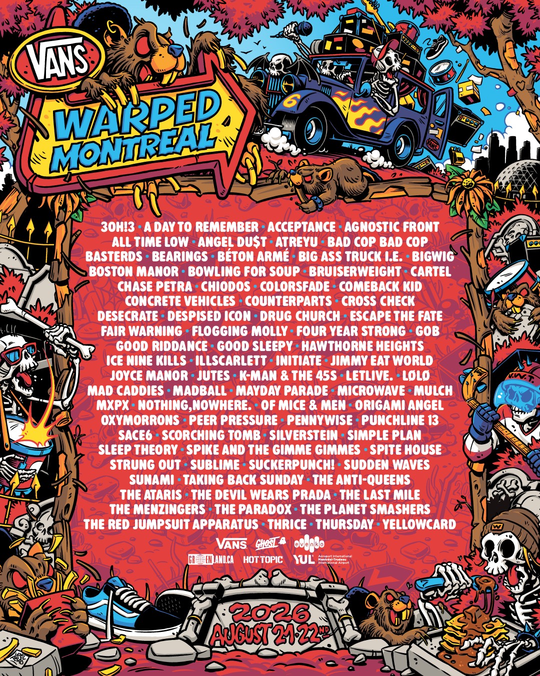 Vans Warped Tour Montreal 2026 admat