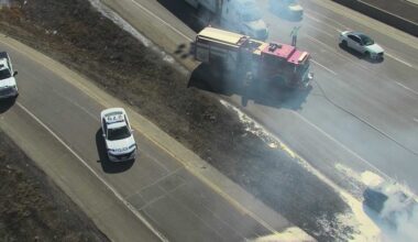 LANES CLOSED: Crews battle vehicle fire on Brampton highway