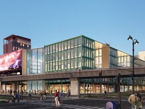 Handout rendering of the 10,000-seat arena for sports and music in Surrey's downtown core.