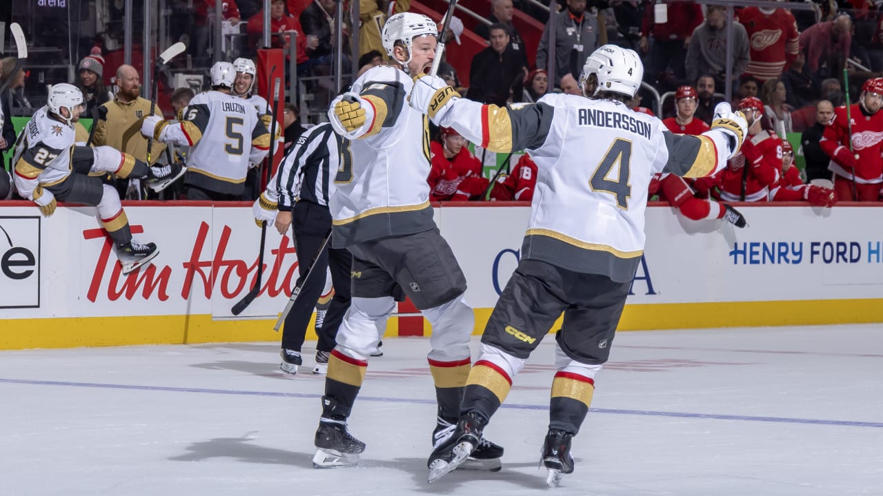 Golden Knights rally with 3 straight goals, defeat Red Wings in OT