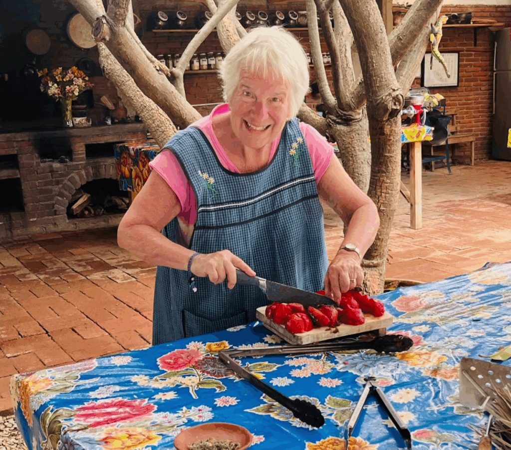 Miriam Lancaster is seen cutting items