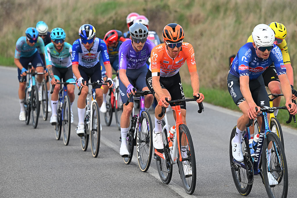 SIENA, ITALY - MARCH 07: Jack Haig of Australia and Team INEOS Grenadiers competes in the breakaway during the 20th Strade Bianche 2026 a 203km one day race from Siena to Siena / #UCIWT / on March 07, 2026 in Siena, Italy. (Photo by Tim de Waele/Getty Images)