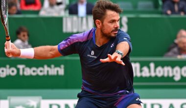 Stan Wawrinka in action at the 2025 Rolex Monte-Carlo Masters.