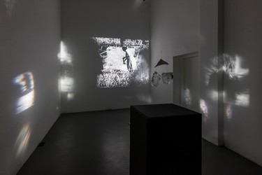 In Tania Willard: Photolithics, on at the Polygon until May 24, photography's histories and possibilities are reimagined. Pictured: Tania Willard, Only Available Light (installation view), 2016, archival film (Harlan I. Smith, The Shuswap Indians of British Columbia, 1928, 8:44 min.), projector, quartz crystals, and photons, dimensions variable; original composition by Leela Gilday.
