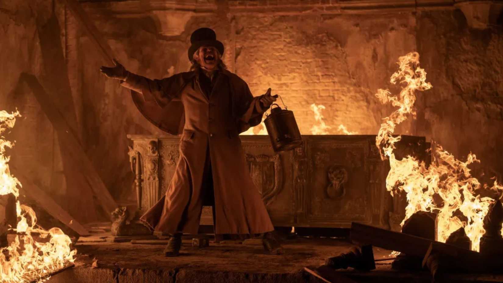 Willem Dafoe laughing as Prof Albin Eberhart von Franz in Nosferatu